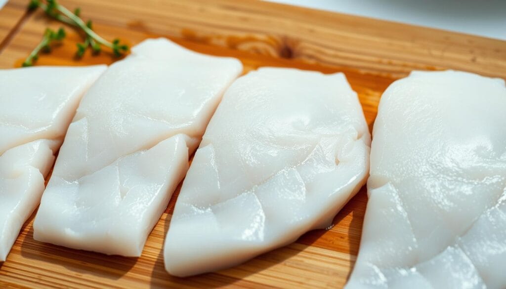 Fresh cod fillets preparation for baking