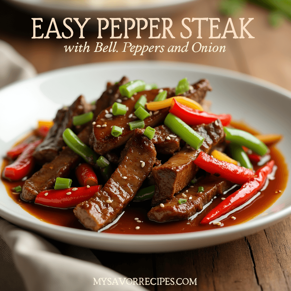 a beautifully plated dish of easy pepper steak with bell peppers and onion juicy seared strips of b jo17g8rhbjpc3206qww4 2