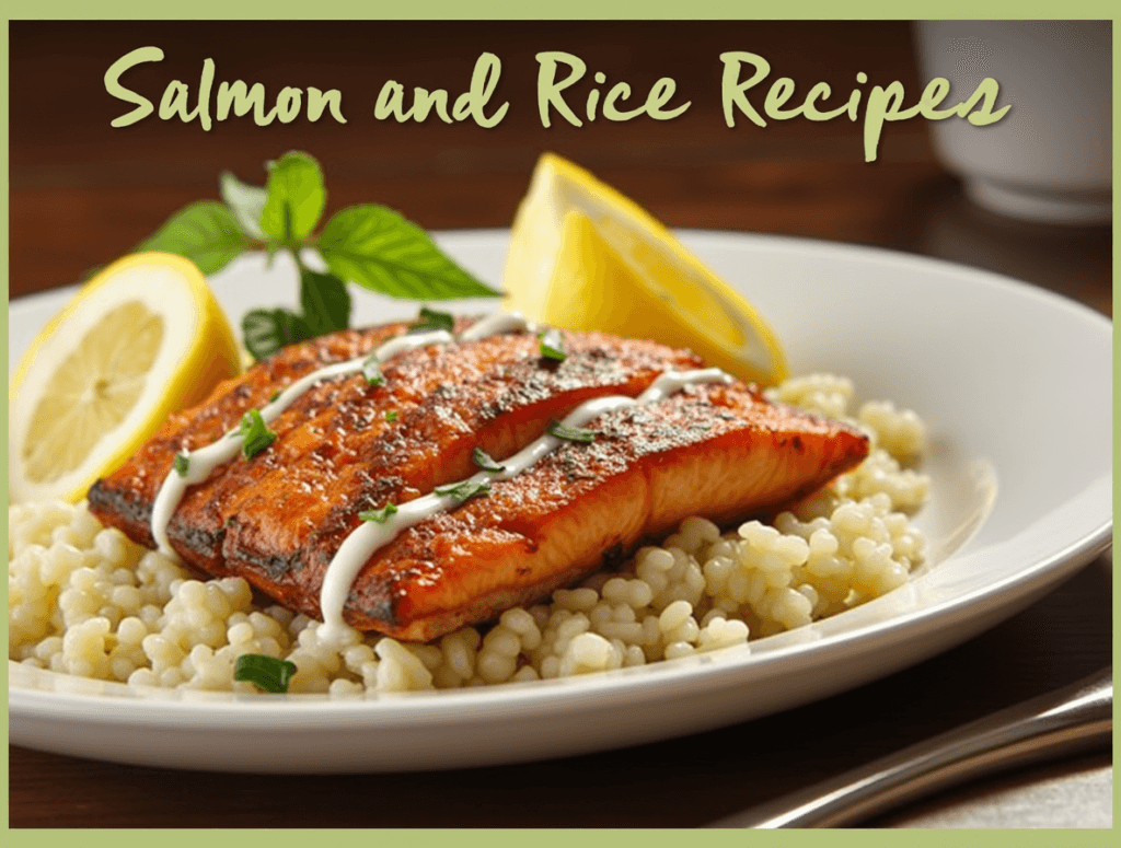 a beautifully plated salmon and rice dish featuring a perfectly seared salmon fillet with a crispy icgcksyg6x01k72yw73k 1 1