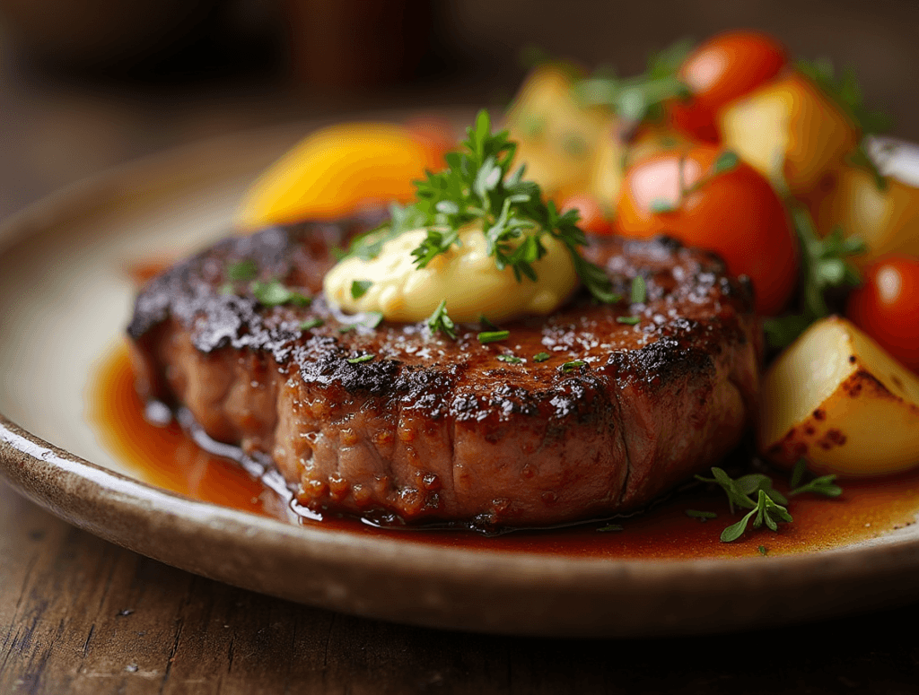 create a high quality mouthwatering image of a perfectly cooked venison steak seared to perfection zvevnobzxuqj3vy0lwcw 3