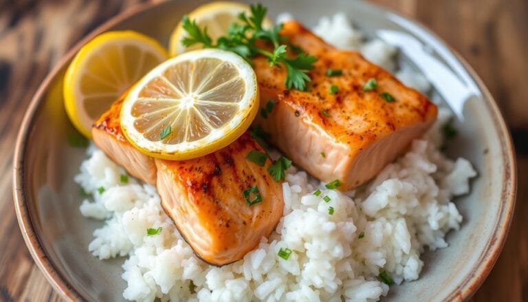 salmon and  rice dishes