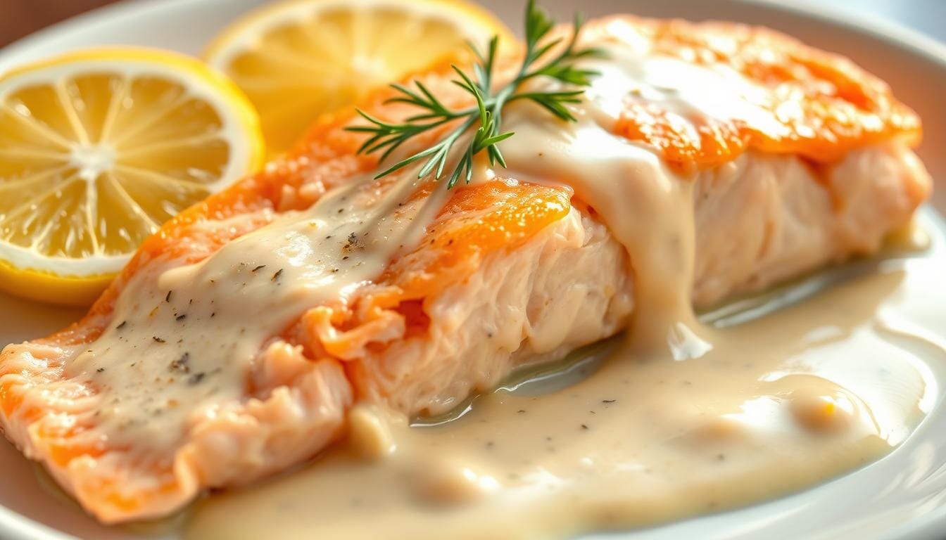 Delicious Baked Salmon with Lemon Butter Cream Sauce