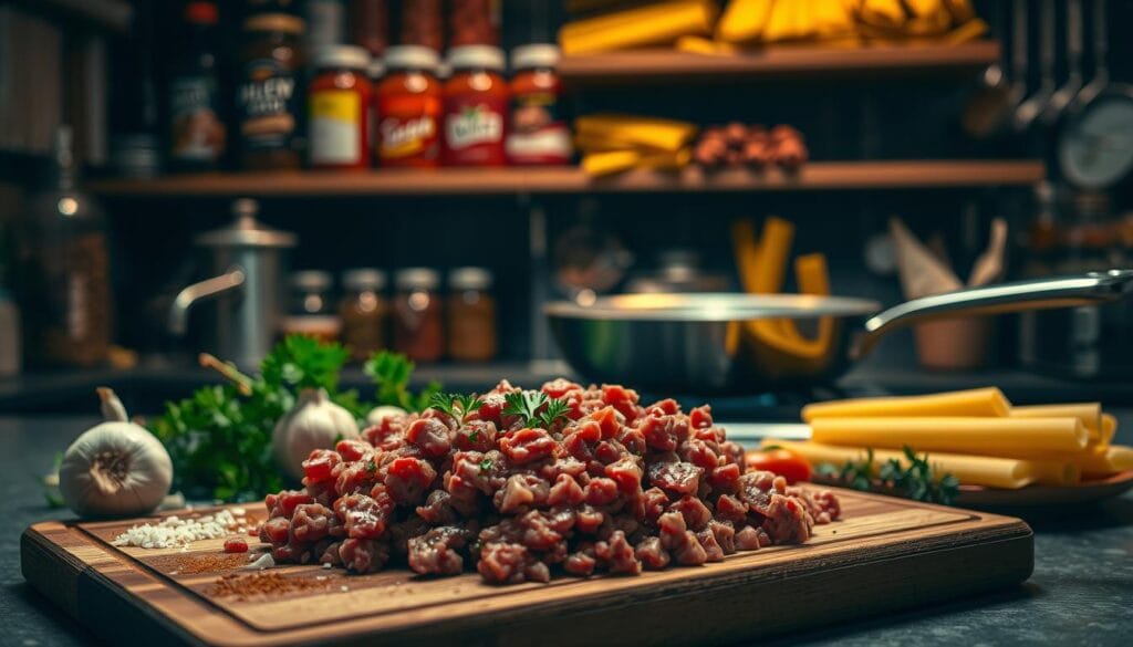 Beef and Pasta Recipe Filling Preparation