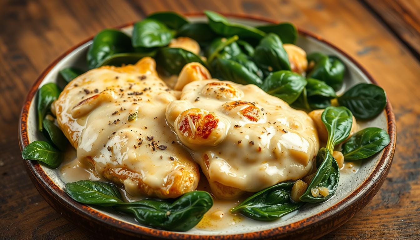 Enjoy a Creamy Garlic Chicken with Spinach Dish Tonight