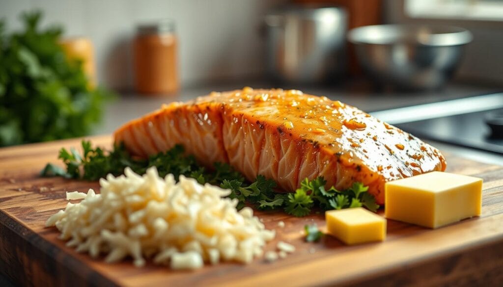 Garlic Butter Baked Salmon Preparation