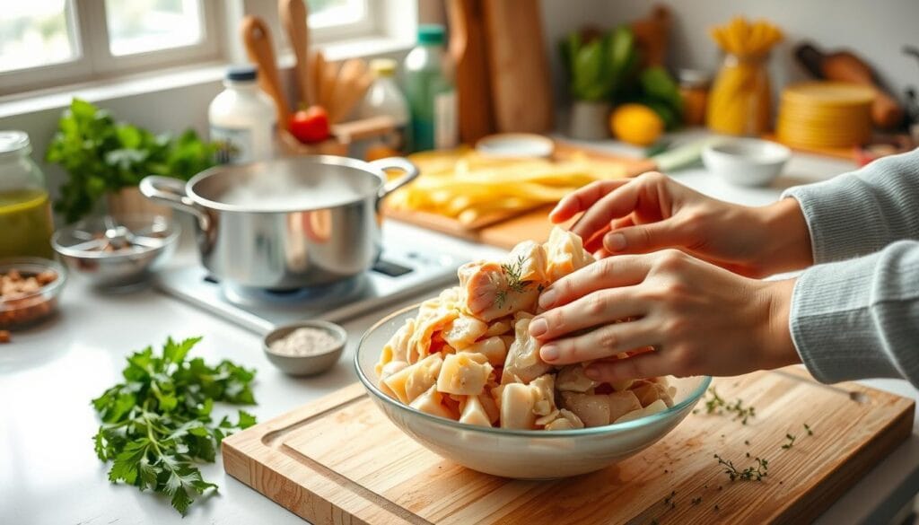 Homemade Chicken Pasta Preparation