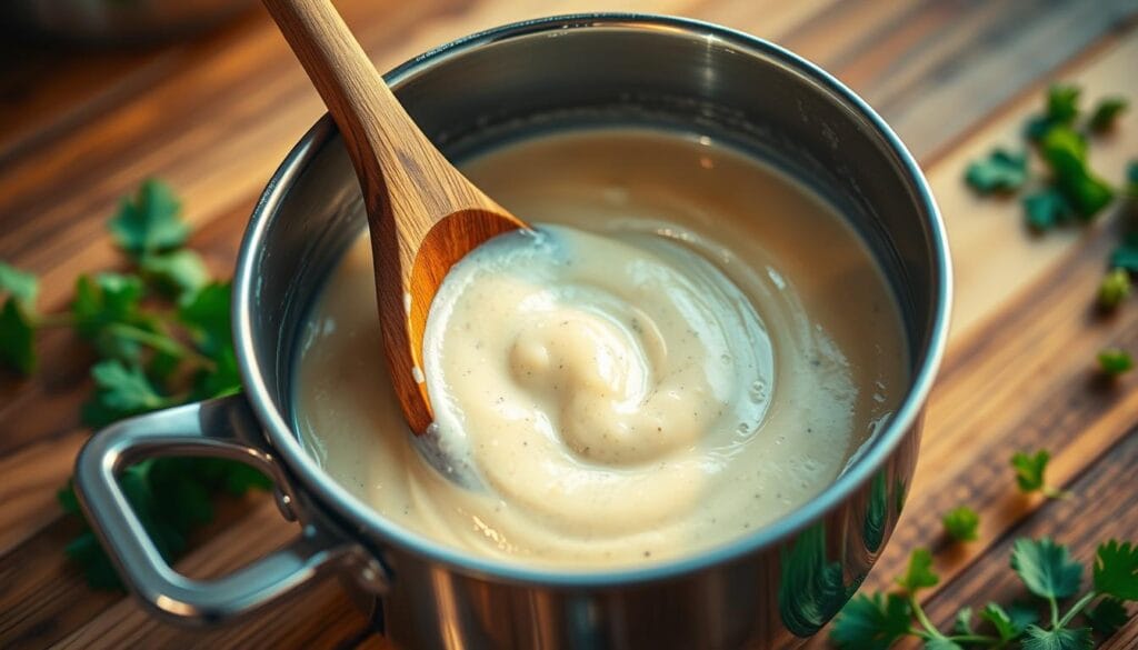 Homemade Creamy Garlic Sauce Preparation