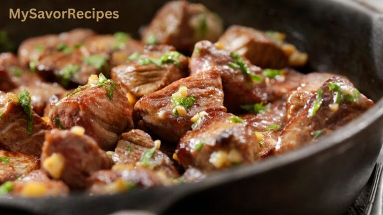 Garlic Butter Steak Bites and Creamy Mash