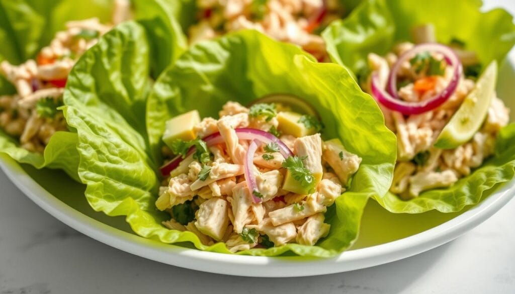 Creamy Avocado Chicken Salad LettuceWraps