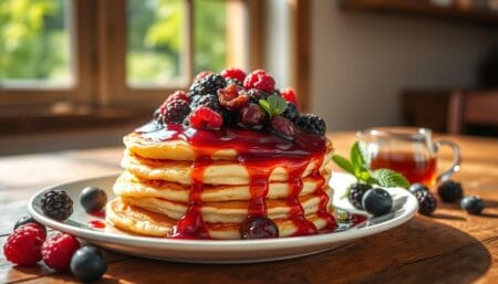 Greek Yogurt Pancakes with Berry Compote