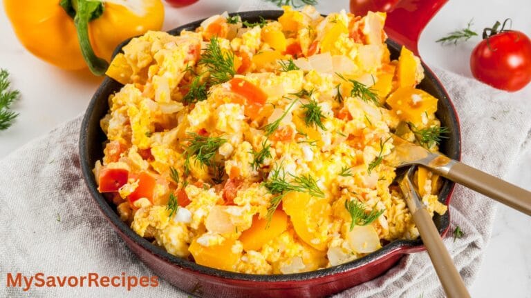 Cheesy Potato Egg Scramble