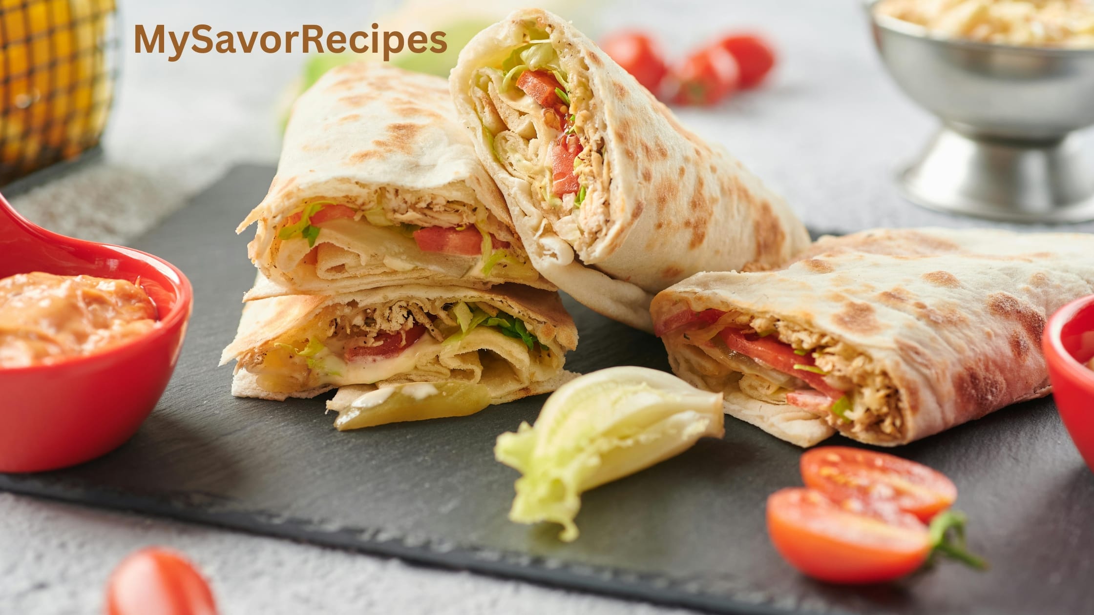 Cheesy Garlic Chicken Wraps