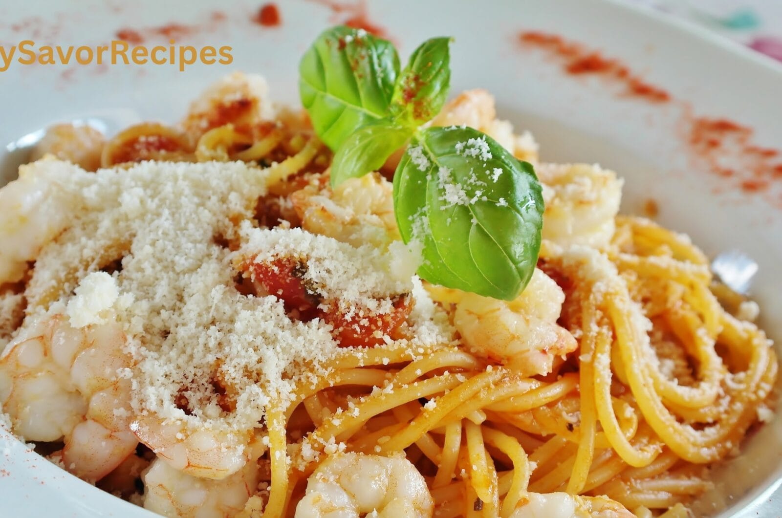 Cauliflower Alfredo Pasta with Grilled Shrimp