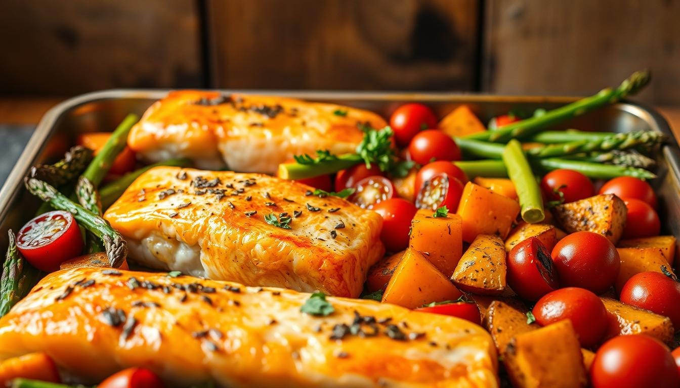 One-Pan Baked Salmon and Veggies : Healthy Dinner in 30 min