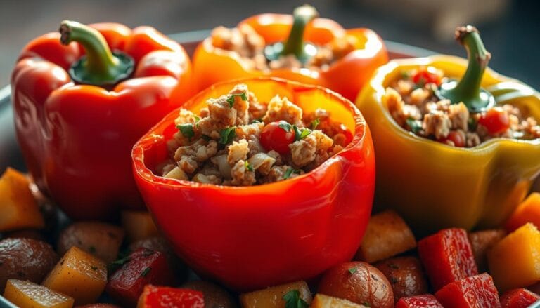 Turkey & Veggie Stuffed Bell Peppers