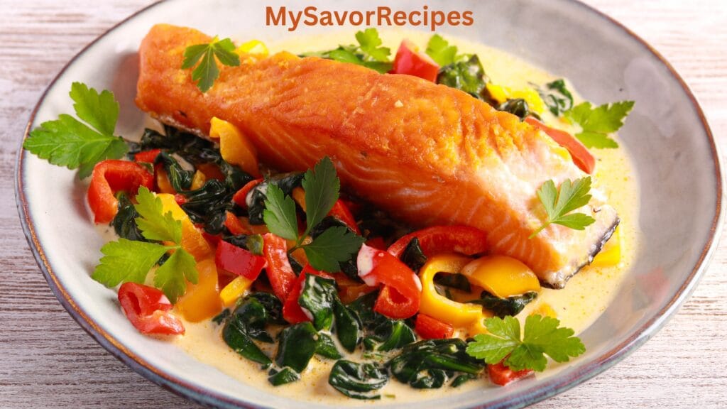 Creamy Salmon with Mushrooms & Spinach