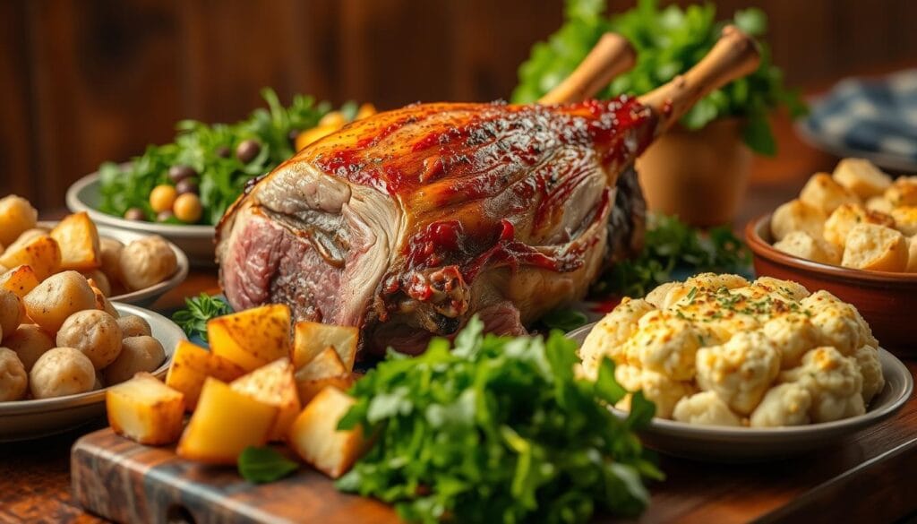 Roasted Leg of Lamb with Side Dishes Roasted Leg of Lamb with Side Dishes