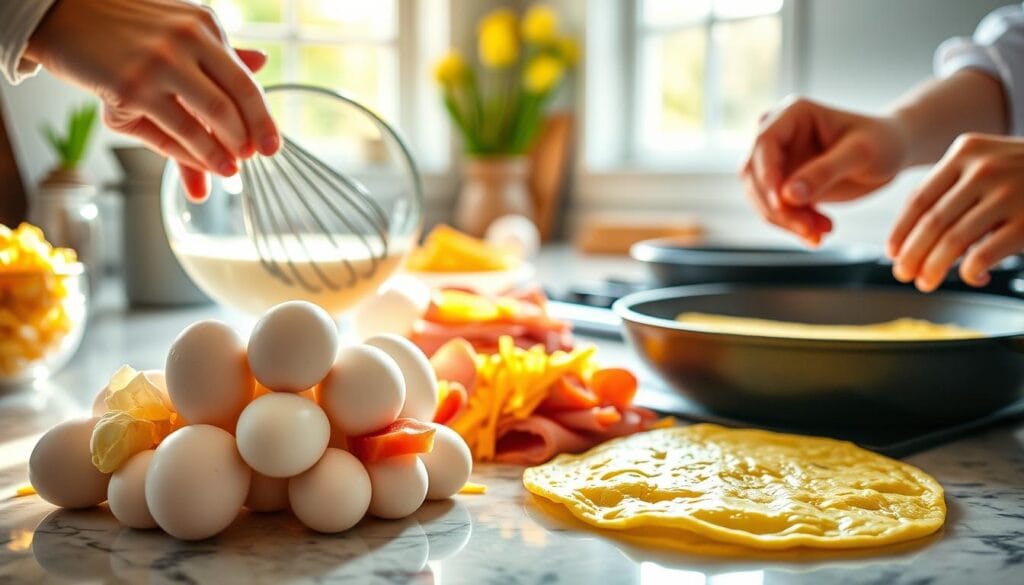 Ham and Cheese Omelette Preparation Ham and Cheese Omelette Preparation