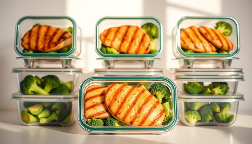 Healthy Meal Prep Containers with Grilled Chicken and Broccoli Healthy Meal Prep Containers with Grilled Chicken and Broccoli
