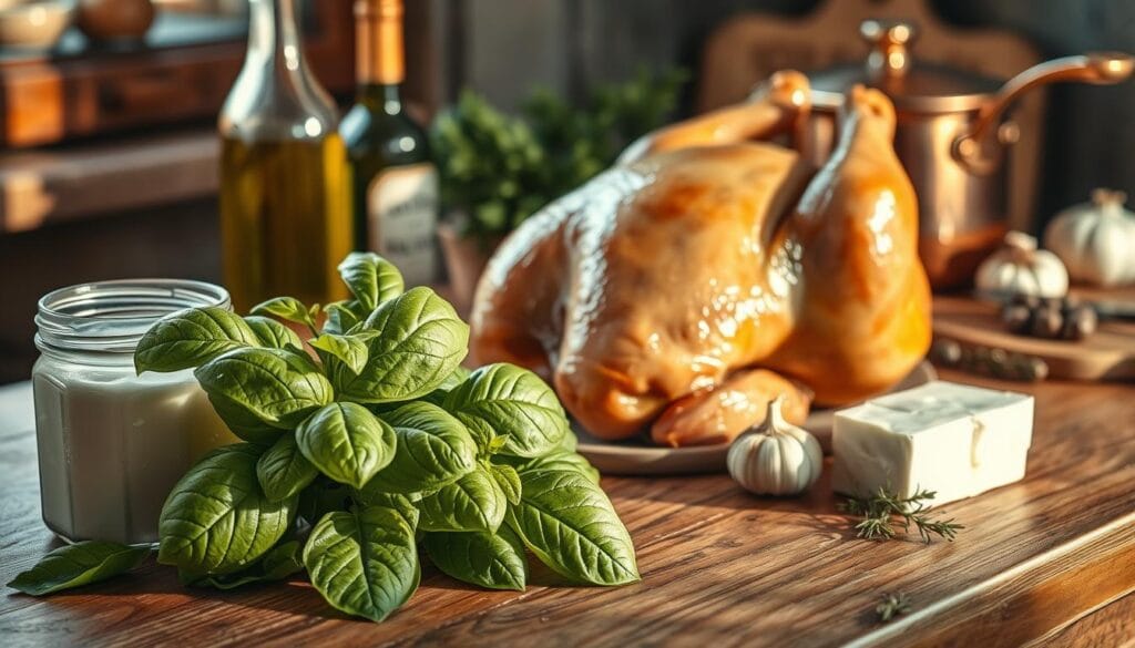 Ingredients for Chicken Basil Cream Sauce
