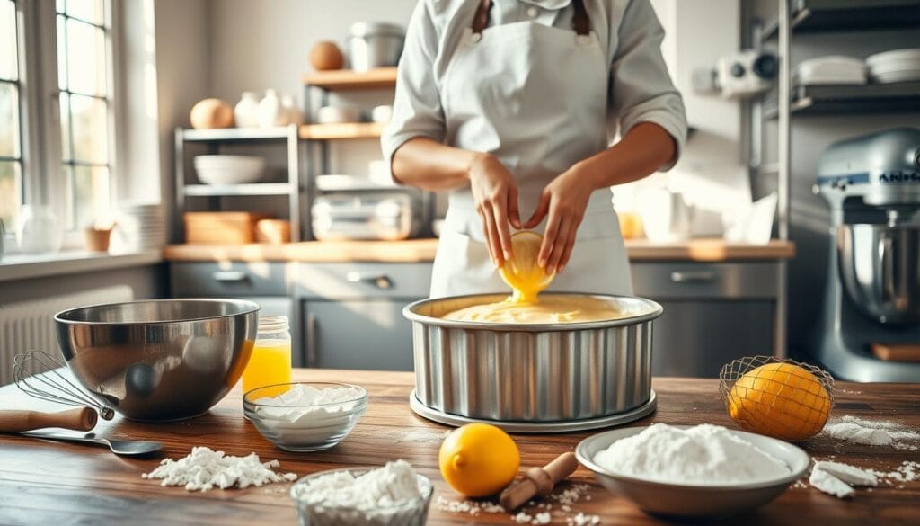 Lemon Cream Cake Baking Process Lemon Cream Cake Baking Process
