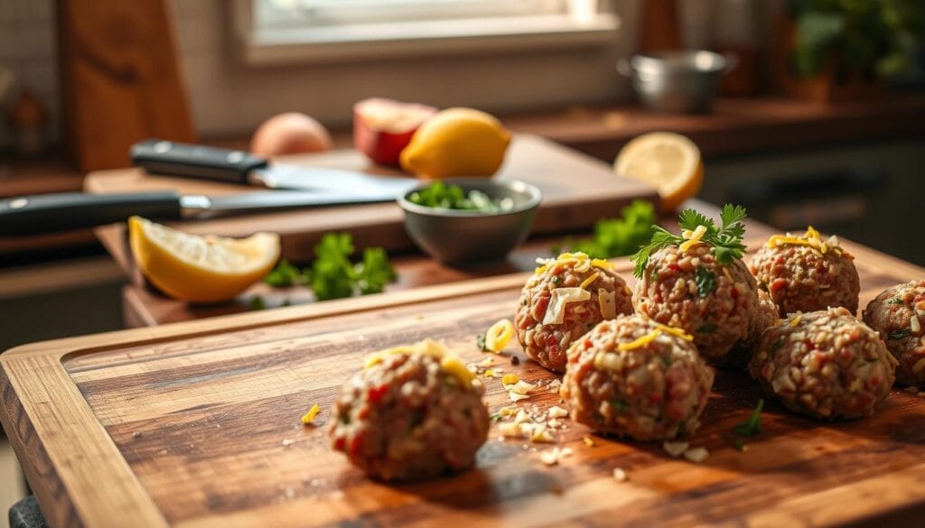 Preparing Savory Lemon Meatballs Preparing Savory Lemon Meatballs