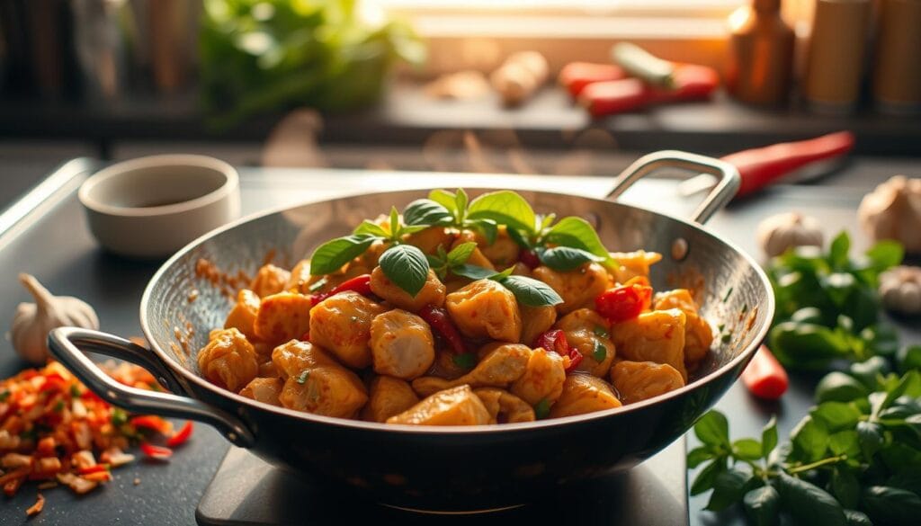 Spicy Basil Chicken Cooking Process