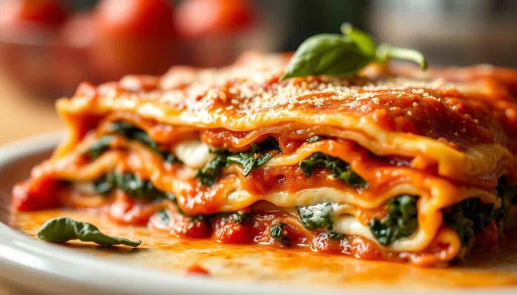 Vegetarian Lasagna with Spinach Preparation