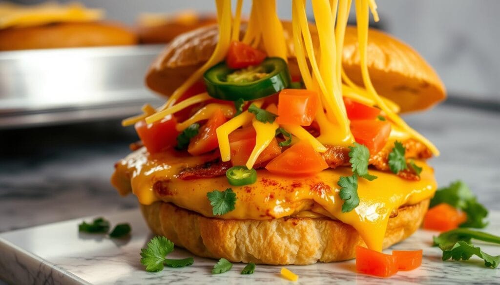 Cheesy Mexican Chicken Melt Preparation Cheesy Mexican Chicken Melt Preparation