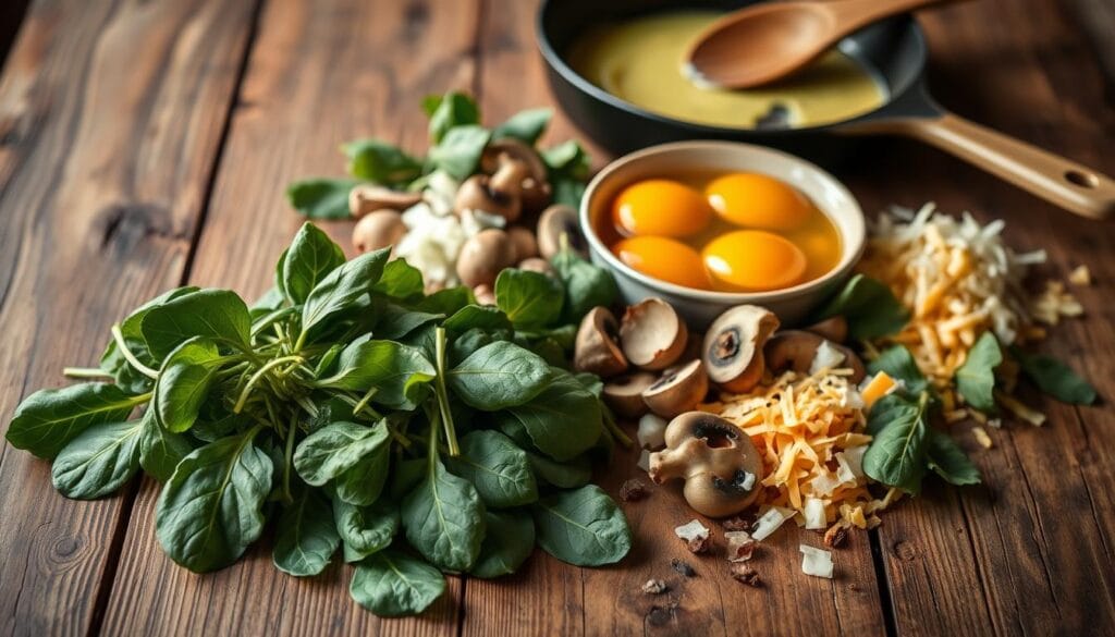 Fresh spinach omelet ingredients Fresh spinach omelet ingredients
