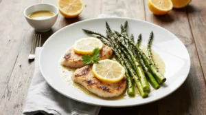 Lemon chicken and asparagus