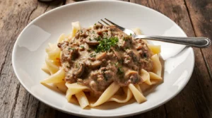 Creamy Beef Stroganoff with Ground Beef