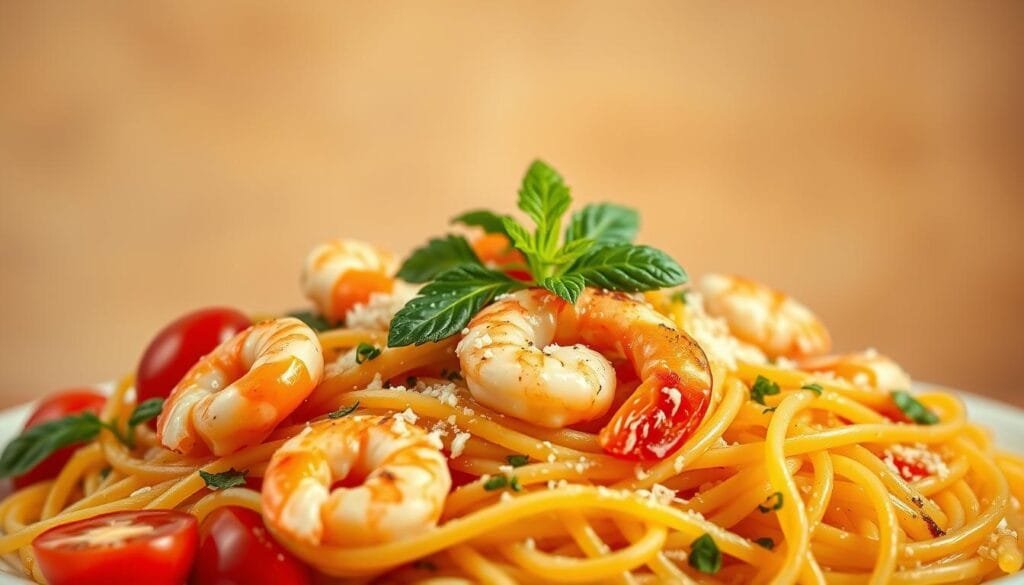 Delicious seafood pasta dishes with fresh tomatoes