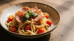 Fresh Pasta with Tomatoes and Prosciutto