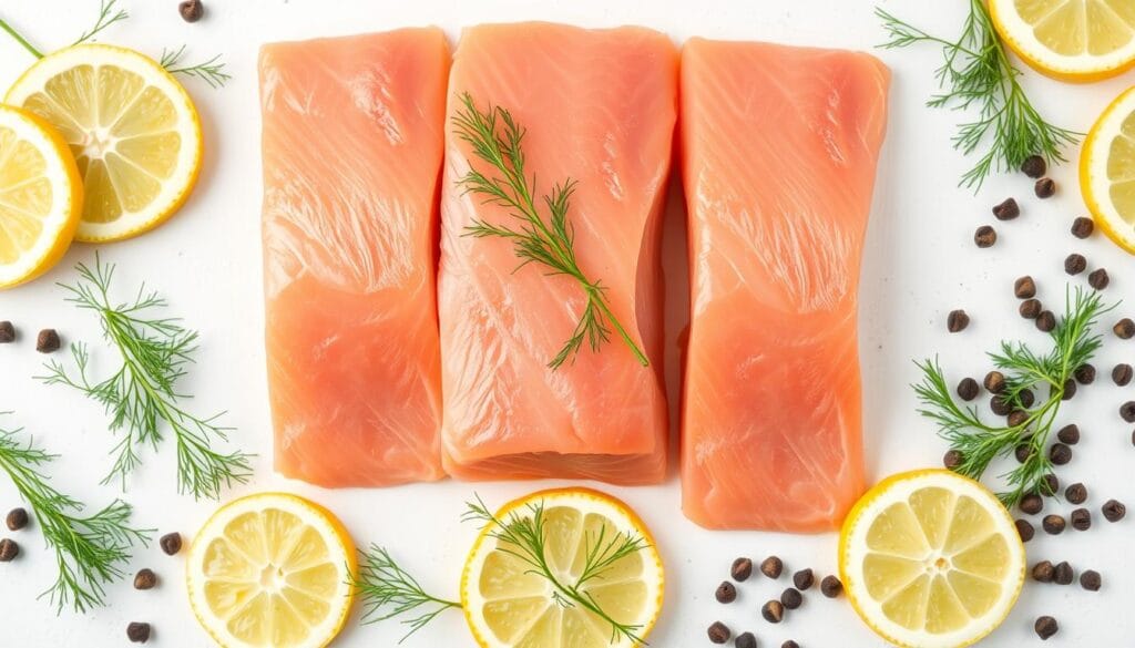 Fresh salmon ingredients