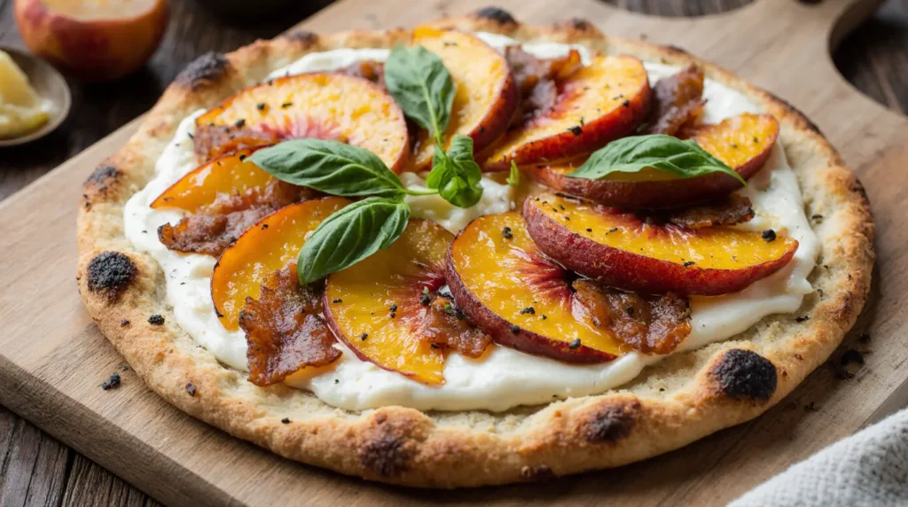 Fried Peach and Pancetta Pizza