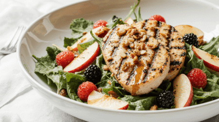 Grilled Chicken Salad with Seasonal Fruit