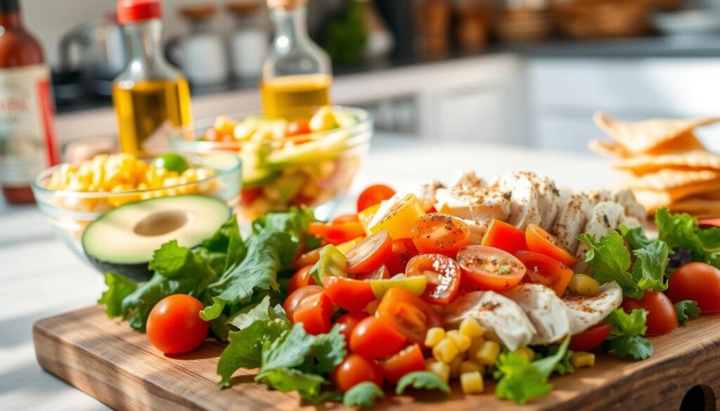 Healthy Chicken Fiesta Salad Preparation Healthy Chicken Fiesta Salad Preparation