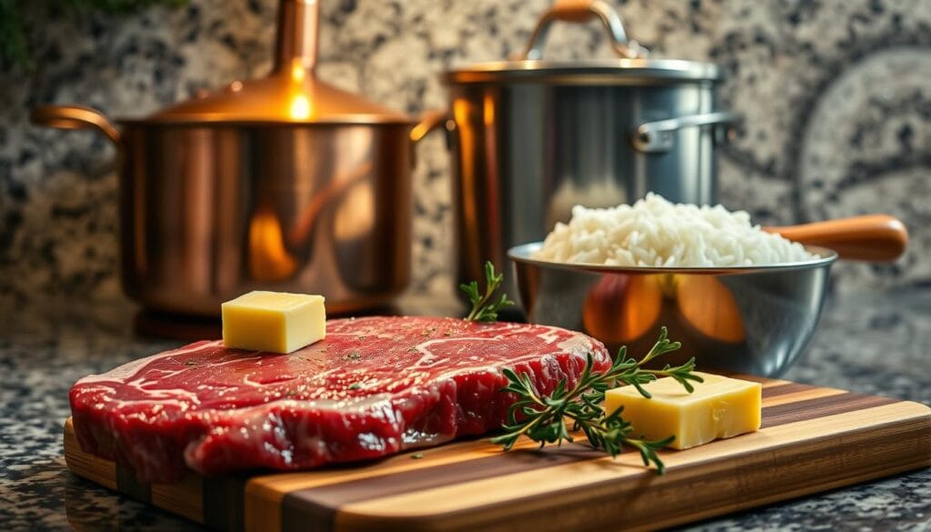Ingredients for Buttered Rice and Steak