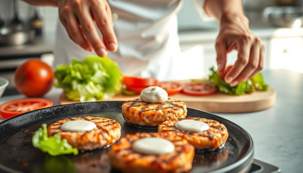 Salmon Smash Burger Preparation