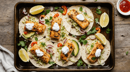 sheet pan fish tacos