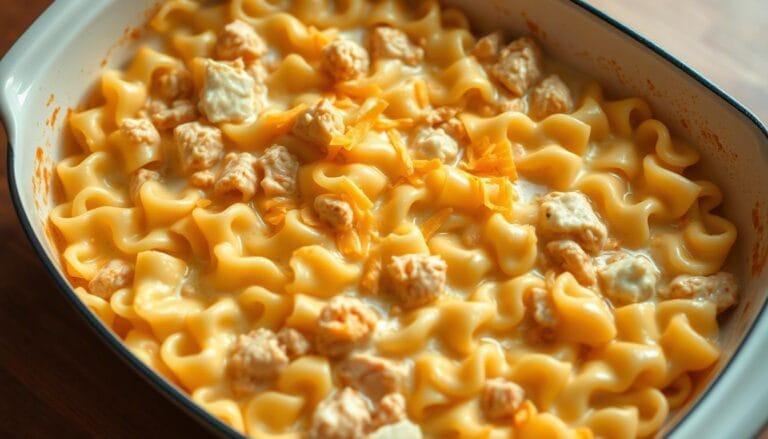 Cheesy tuna noodle casserole