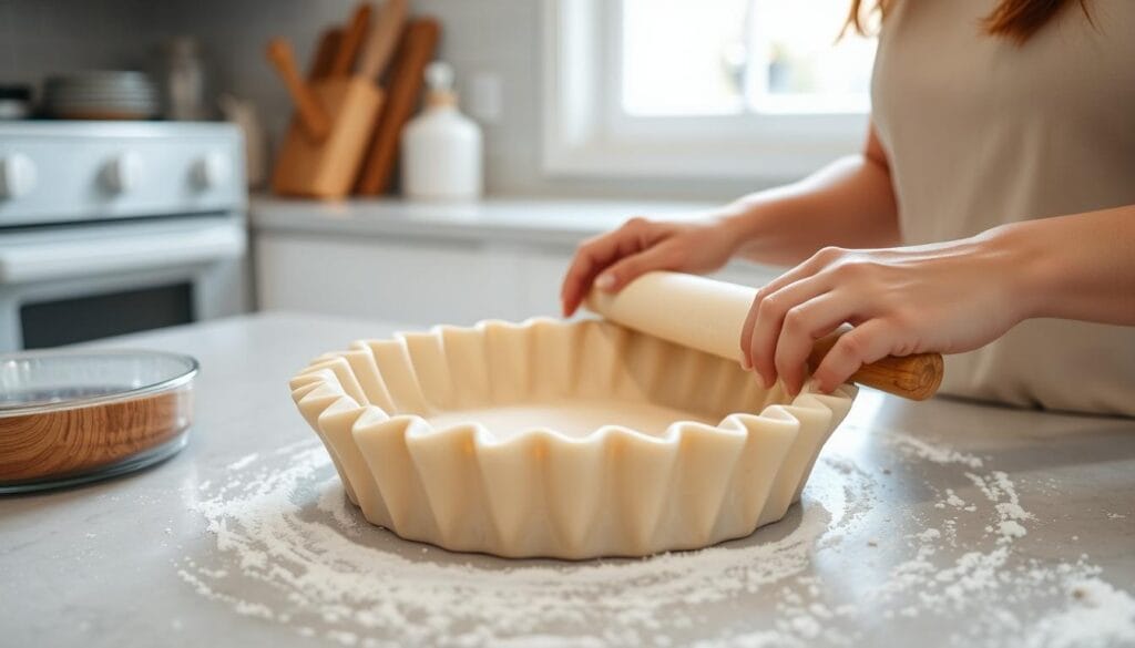 Homemade blueberry pie crust preparation