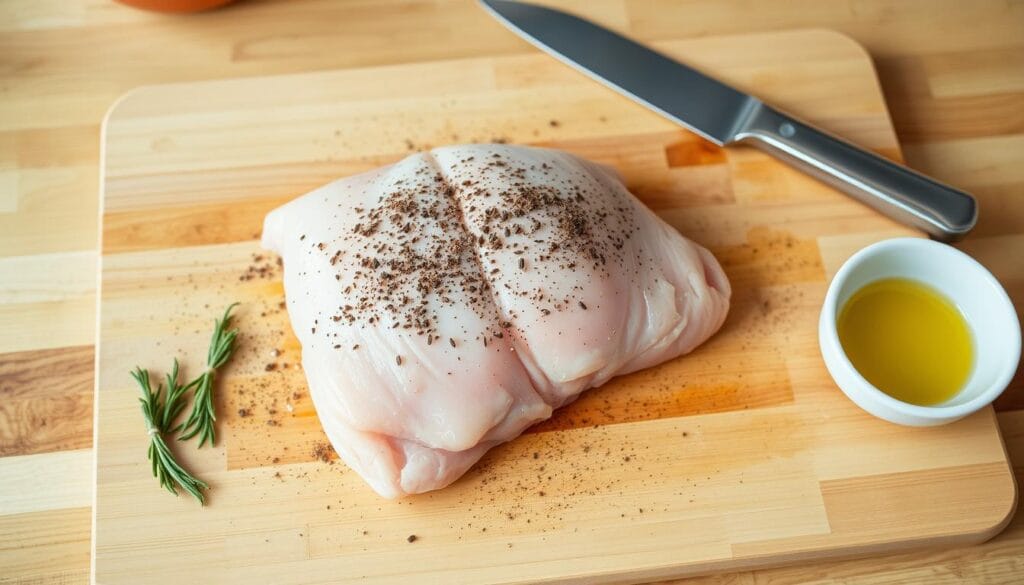 Preparing chicken for oven-roasted chicken