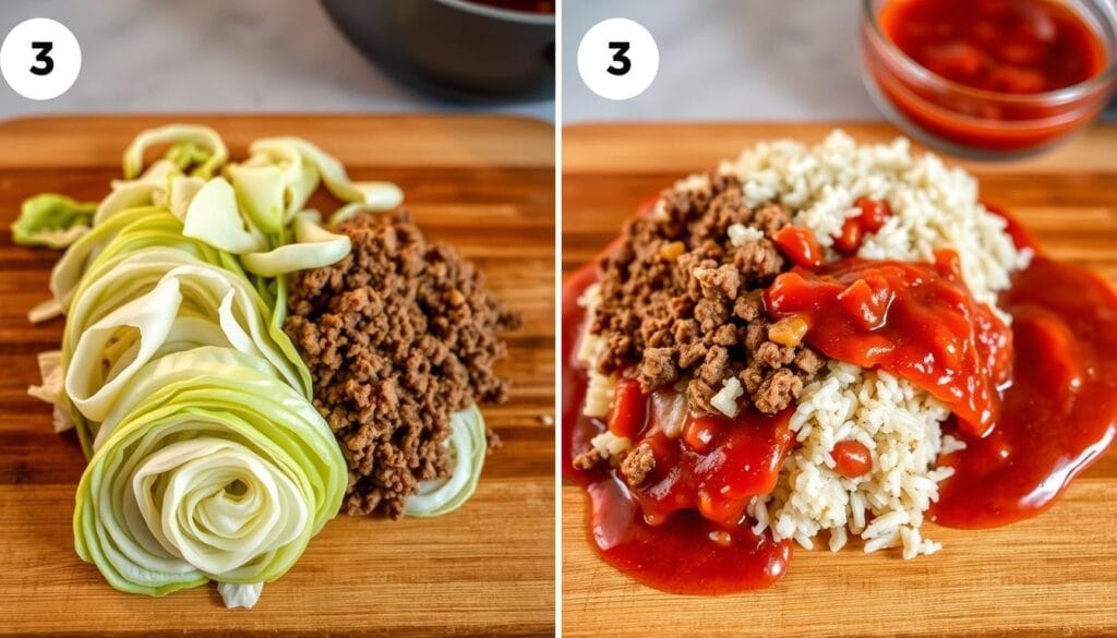 Unstuffed Cabbage Roll Cooking Process