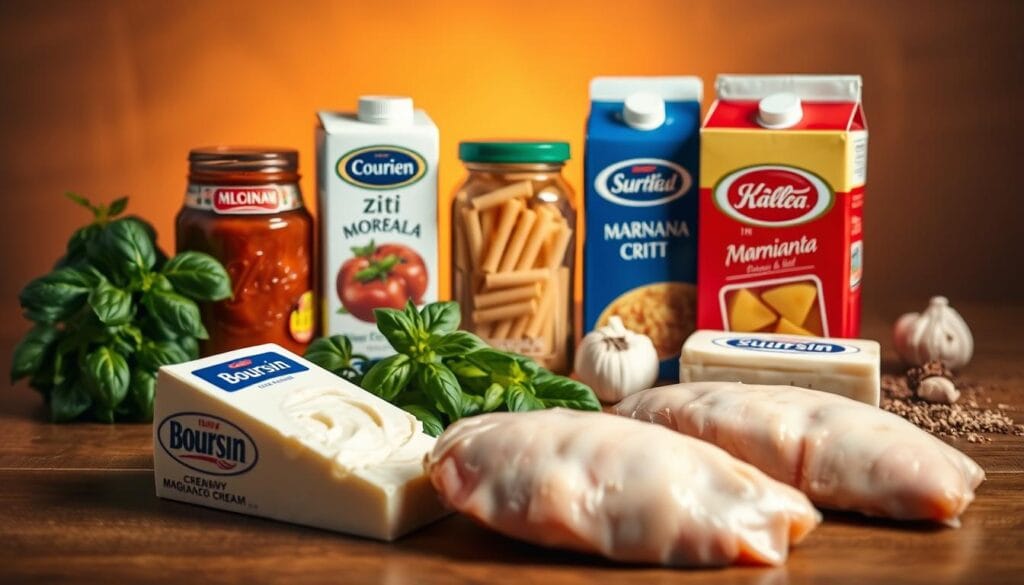Ingredients for Cheesy Chicken Ziti Recipe