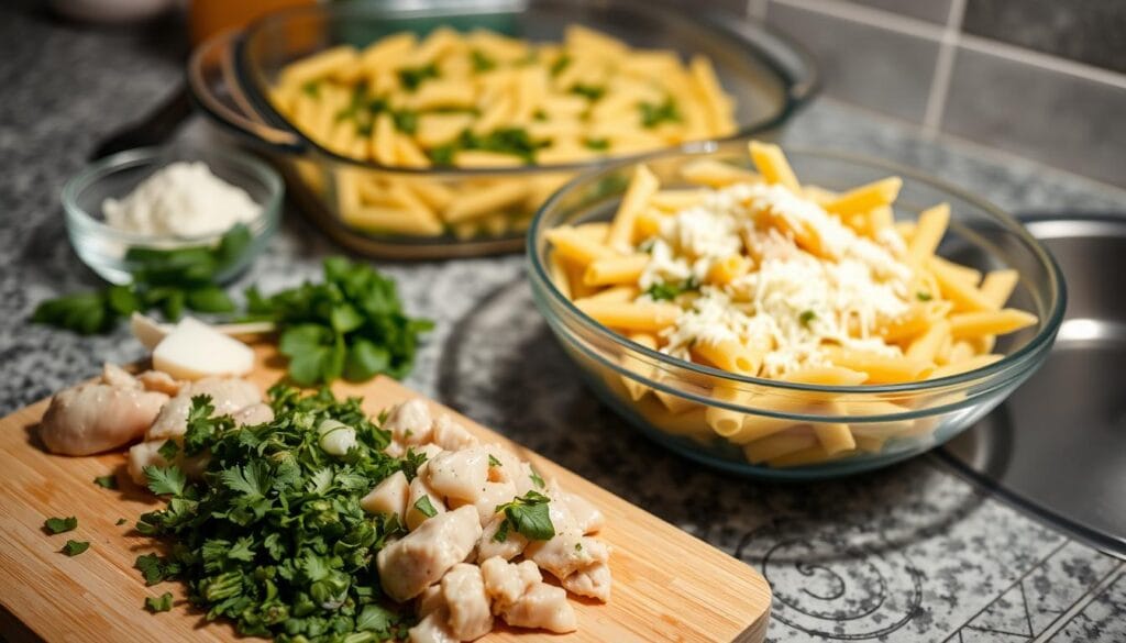 Pesto Chicken Penne Casserole Preparation Pesto Chicken Penne Casserole Preparation