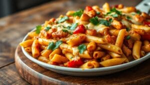 chicken fajita pasta bake