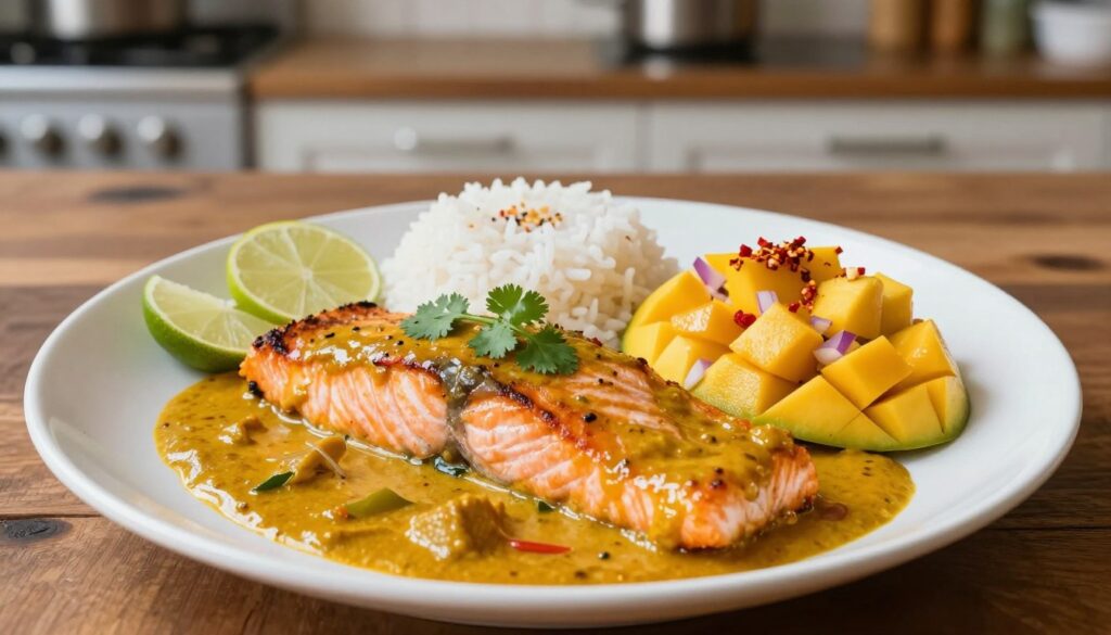 Curry Salmon with Mango Preparation Curry Salmon with Mango Preparation
