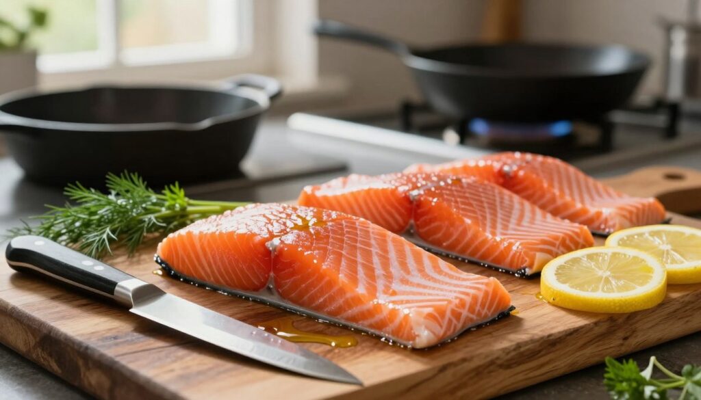 Fresh Salmon Fillets Selection Fresh Salmon Fillets Selection